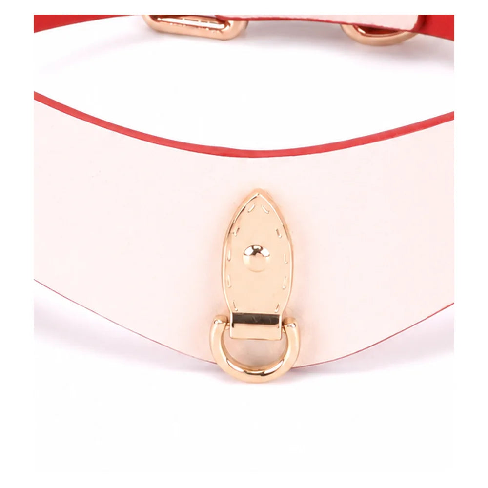 Wide Heart-Ring Leather Submissive Collar with Leash - product image 3