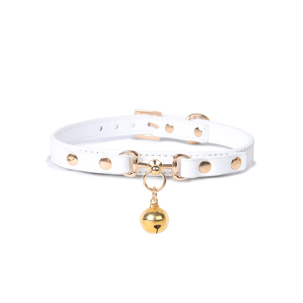Studded Bell Studded Bondage Collar with Leash - product image 3