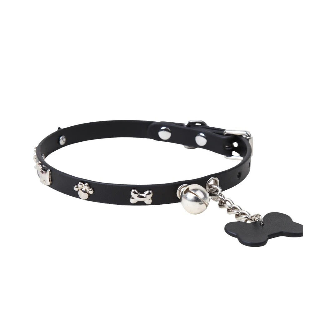 Studded Bone-Tag Bell Puppy Play Collar with Leash - product image 7