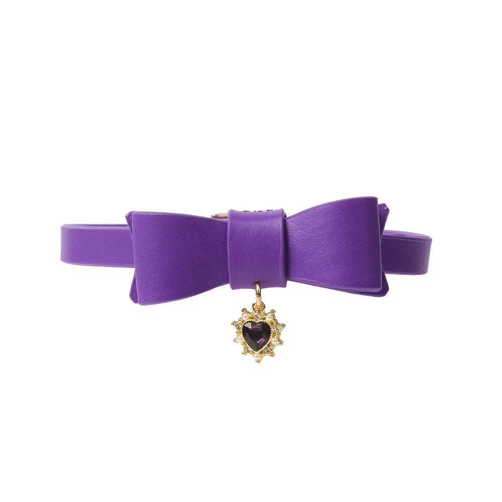 Bow Heart Pendant Submissive Necklace Collar with Leash - product image 3