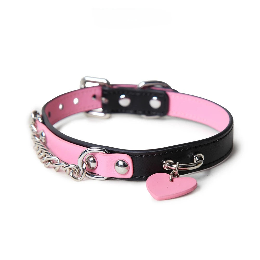 Heart-Tag Chain BDSM Heart Collar with Leash - product image 3