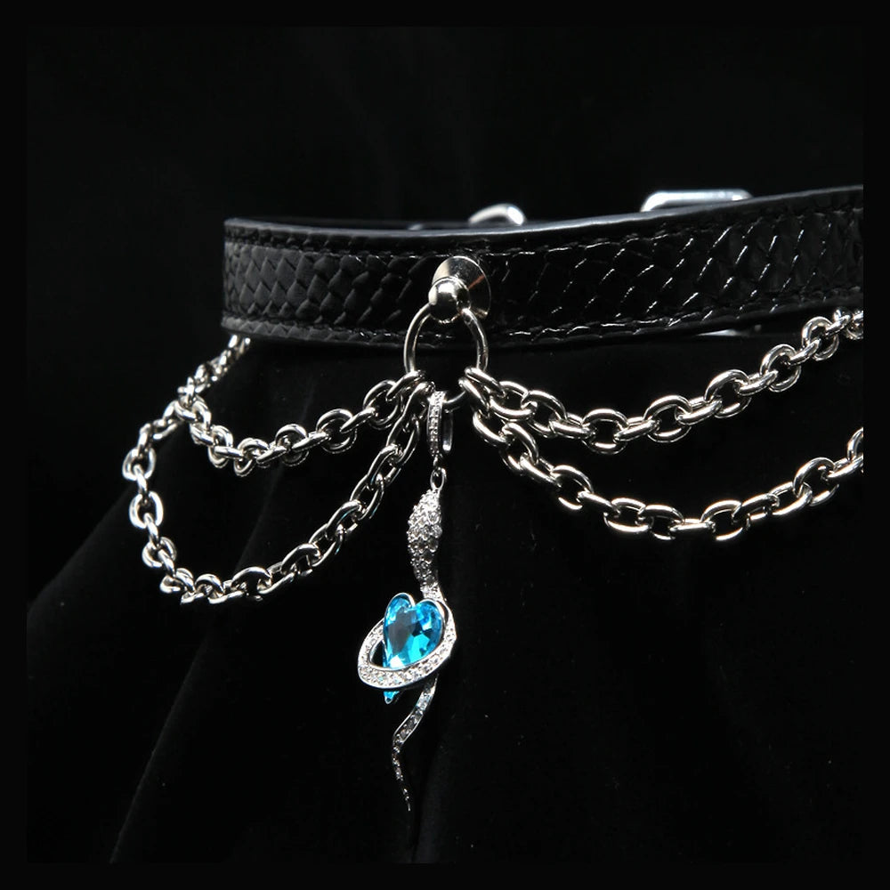 Snake-Chain Pendant BDSM Necklace Collar with Leash - product image 6