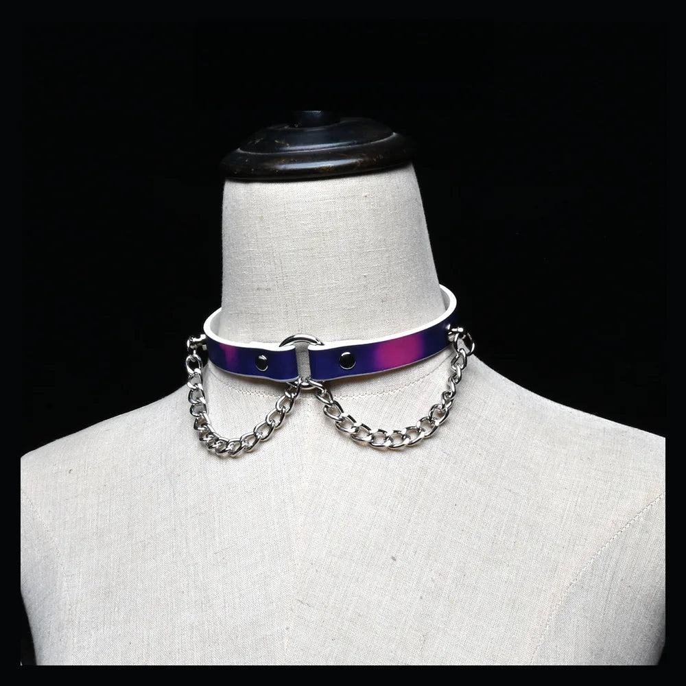 Color-Changing Chain-Drape Chain BDSM Choker with Leash - product image 6