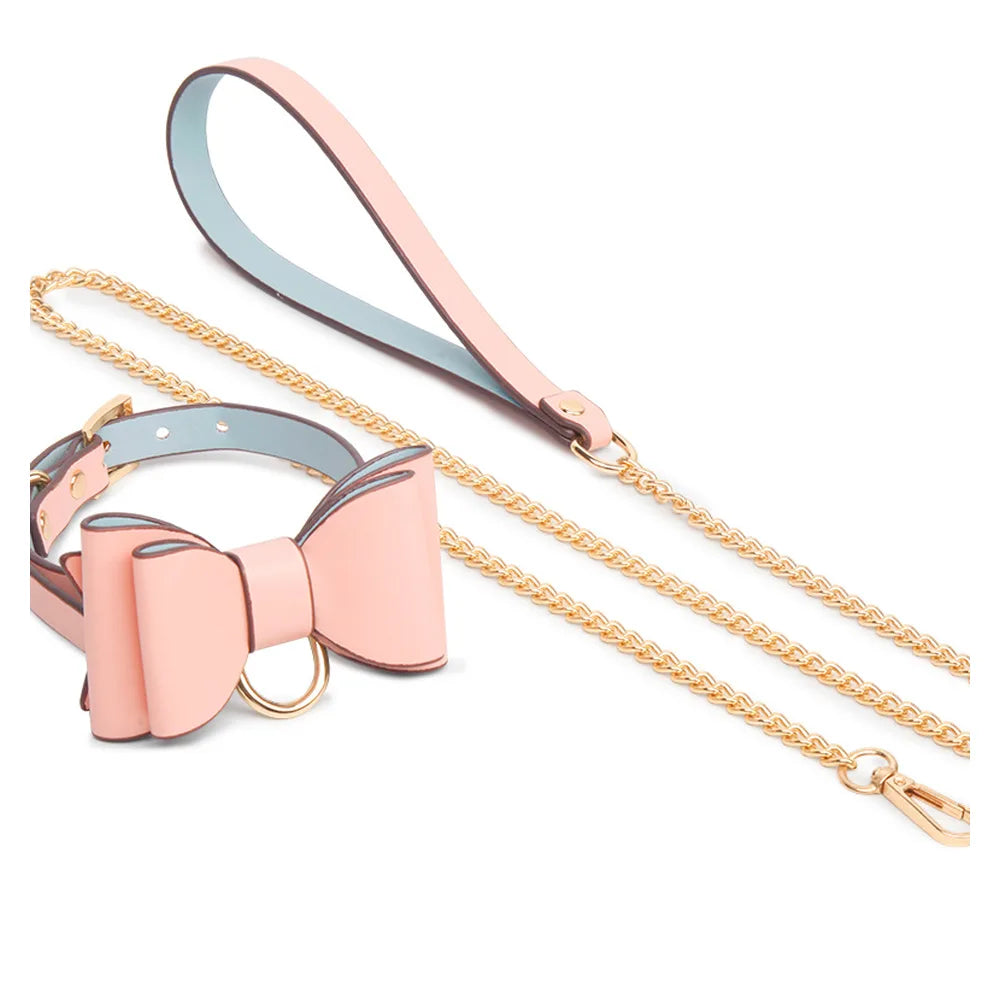 Bow O-Ring BDSM Choker Necklace with Leash - product image 6