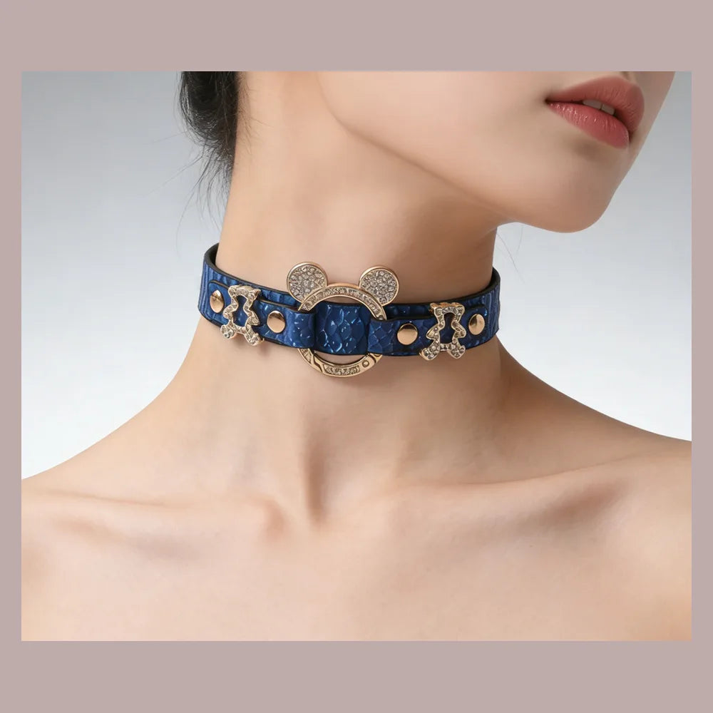 Snake-Print Bondage Choker with Leash - product image 8