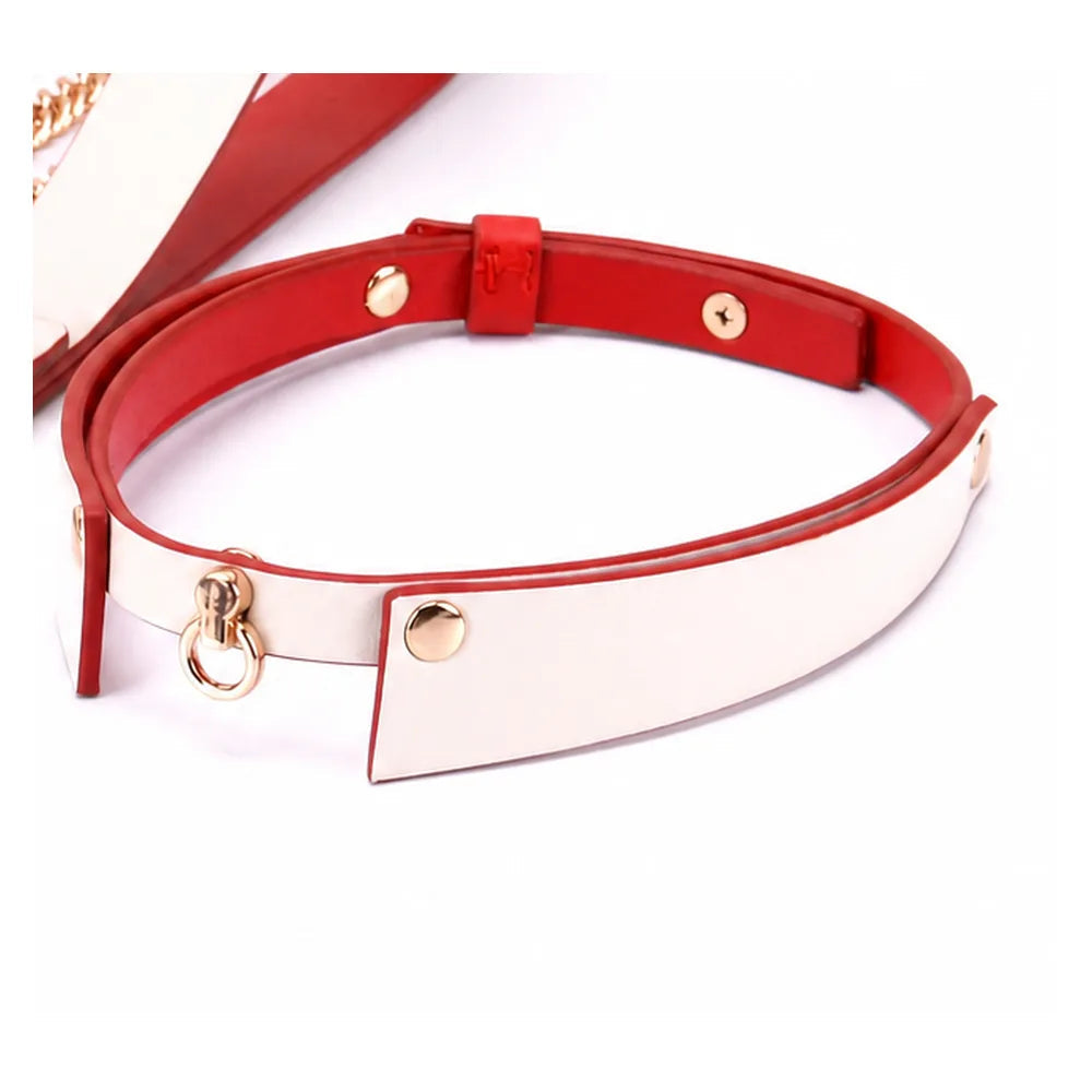 Letter-Detail Leather Bondage Collar with Leash - product image 5
