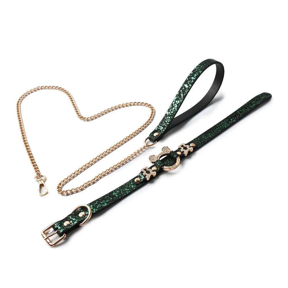 Snake-Print Bondage Choker with Leash - product image 5