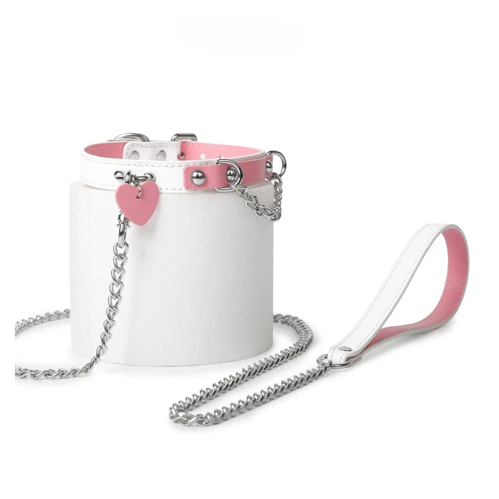 Engravable Heart Tag Personalized Slave Collar with Leash - product image 2