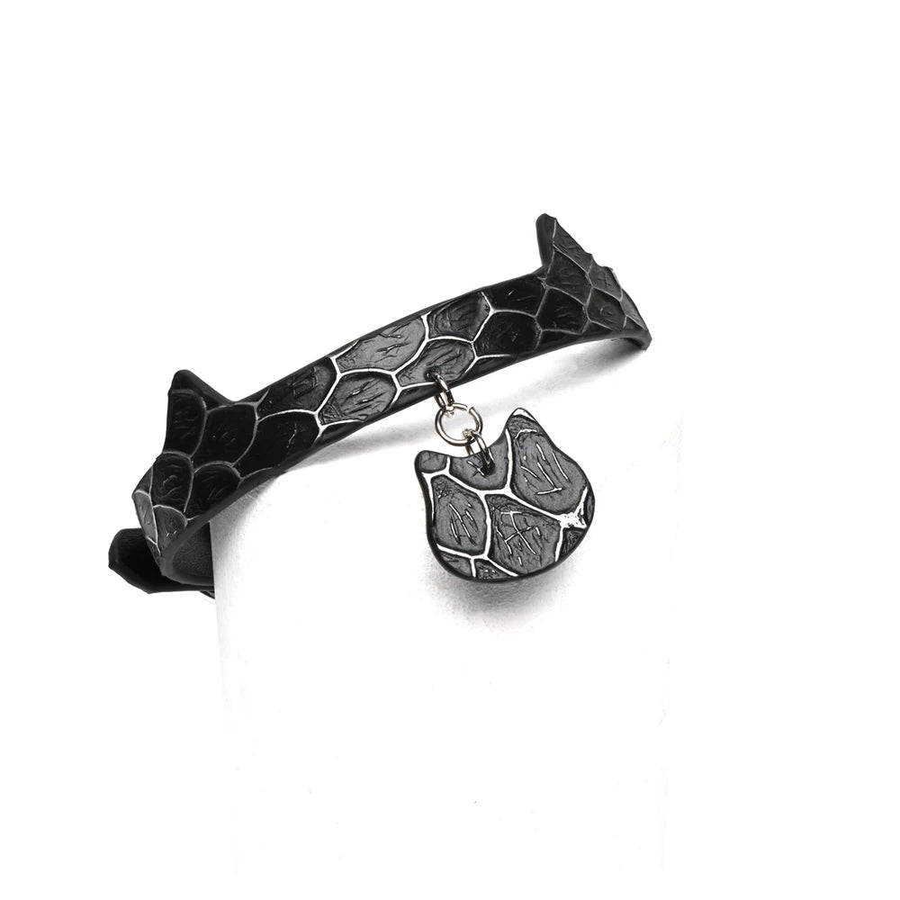 Engravable Snake-Pattern Engraved BDSM Collar with Leash - product image 6