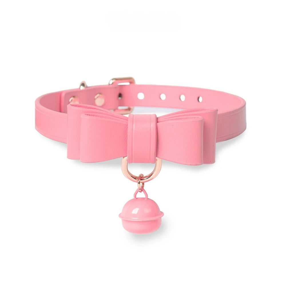 Ribbon Bow Bell Cute BDSM Collar with Leash - product image 1