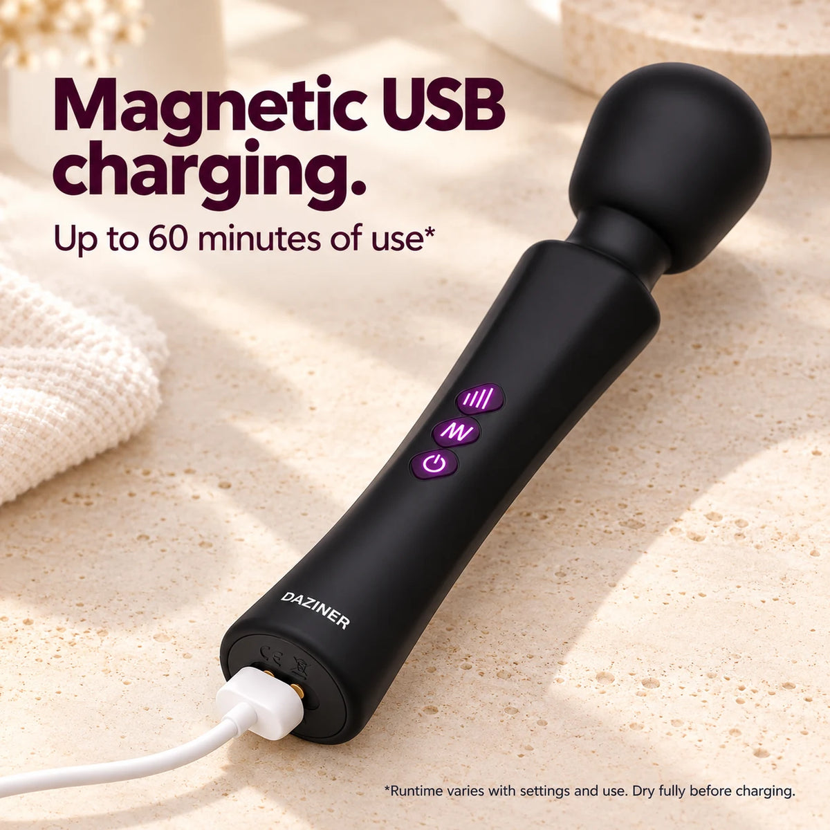 Aura magnetic USB charging connection with up to 60 minutes of use