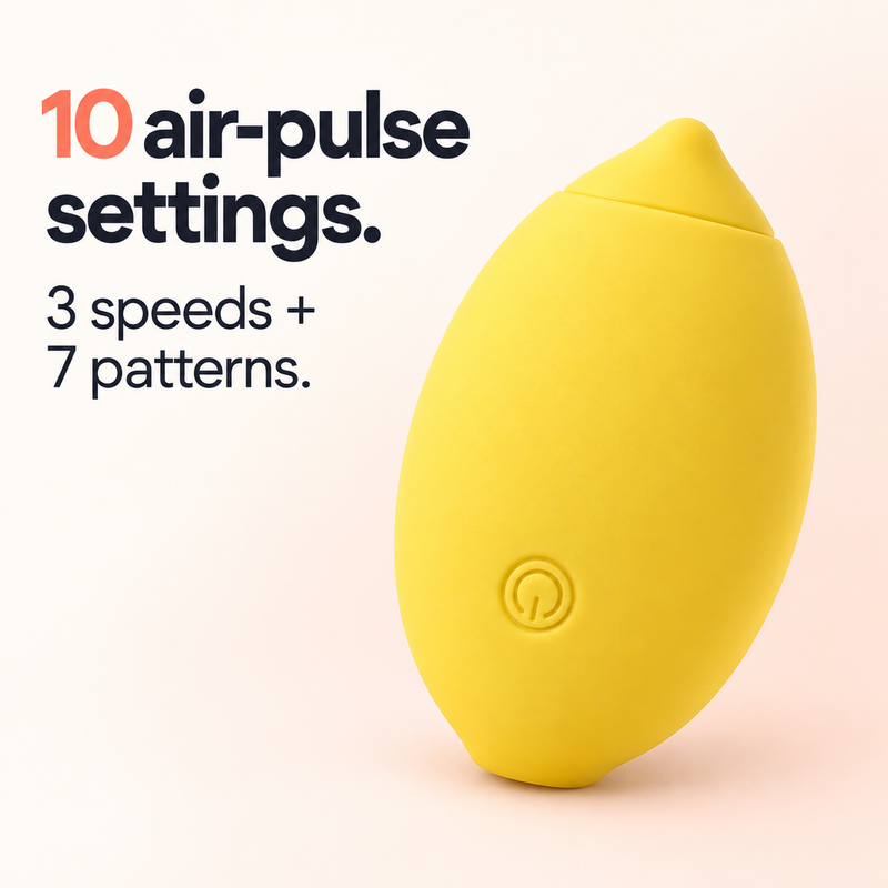 Lemon personal massager with 10 air-pulse settings: 3 speeds and 7 patterns