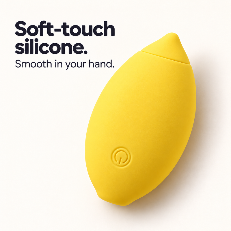 Yellow Lemon massager showing its smooth soft-touch silicone surface