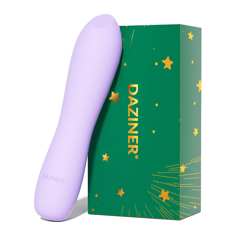 Daziner purple bullet vibrator with green branded packaging on a white background