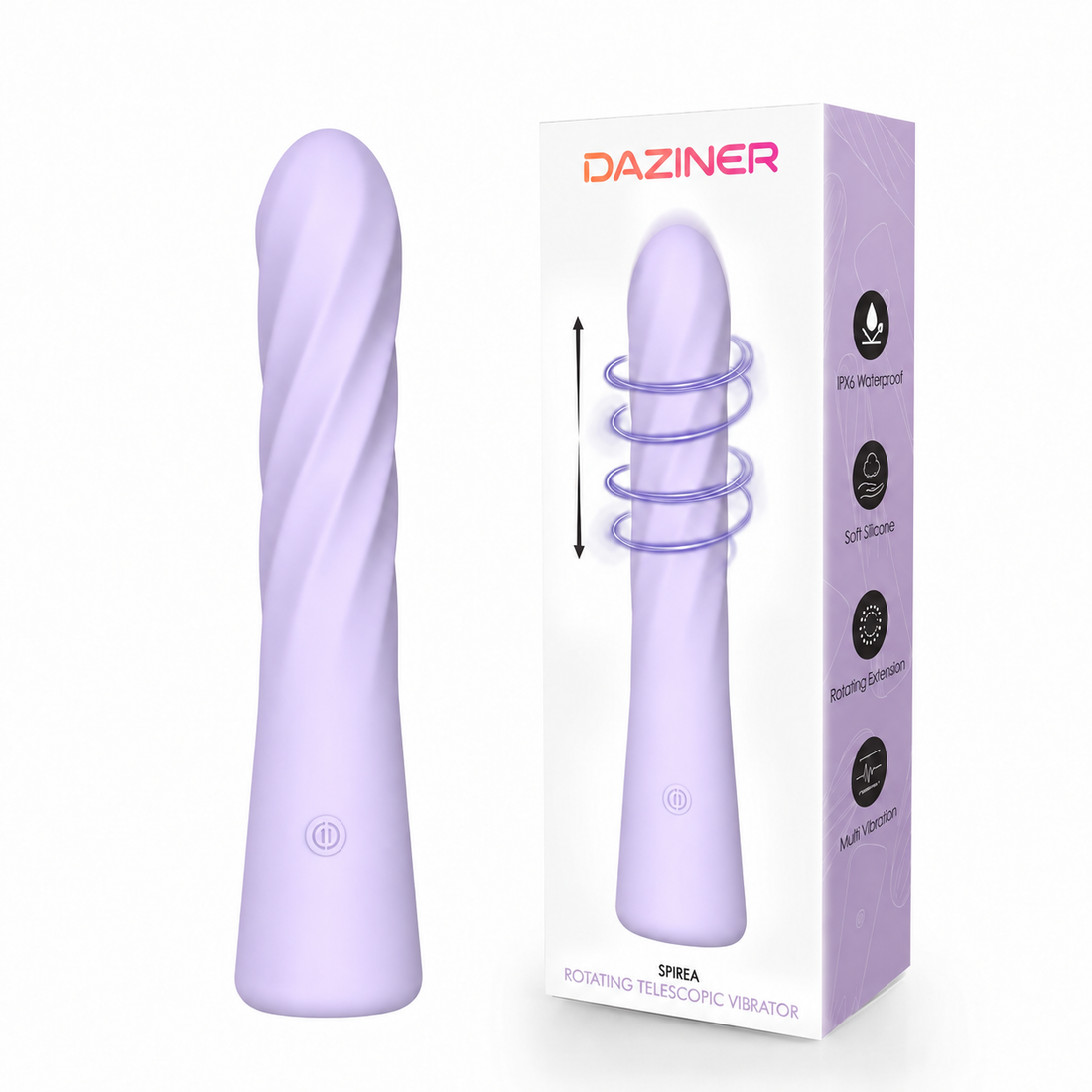 Daziner Spirea WY0755 - lavender vibrator with branded packaging