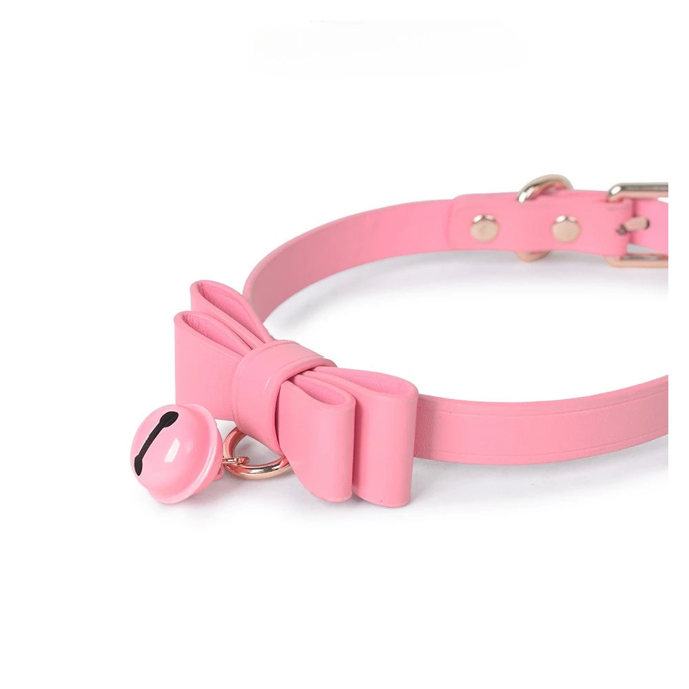 Ribbon Bow Bell Cute BDSM Collar with Leash - product image 5