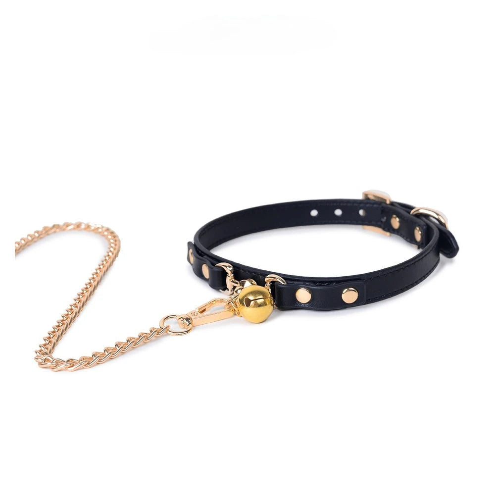 Studded Bell Studded Bondage Collar with Leash - product image 7