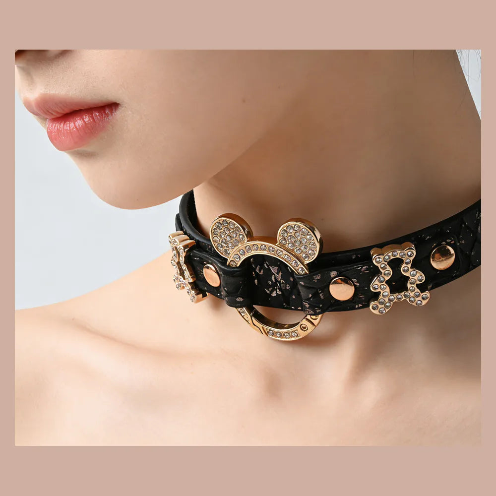 Snake-Print Bondage Choker with Leash - product image 7