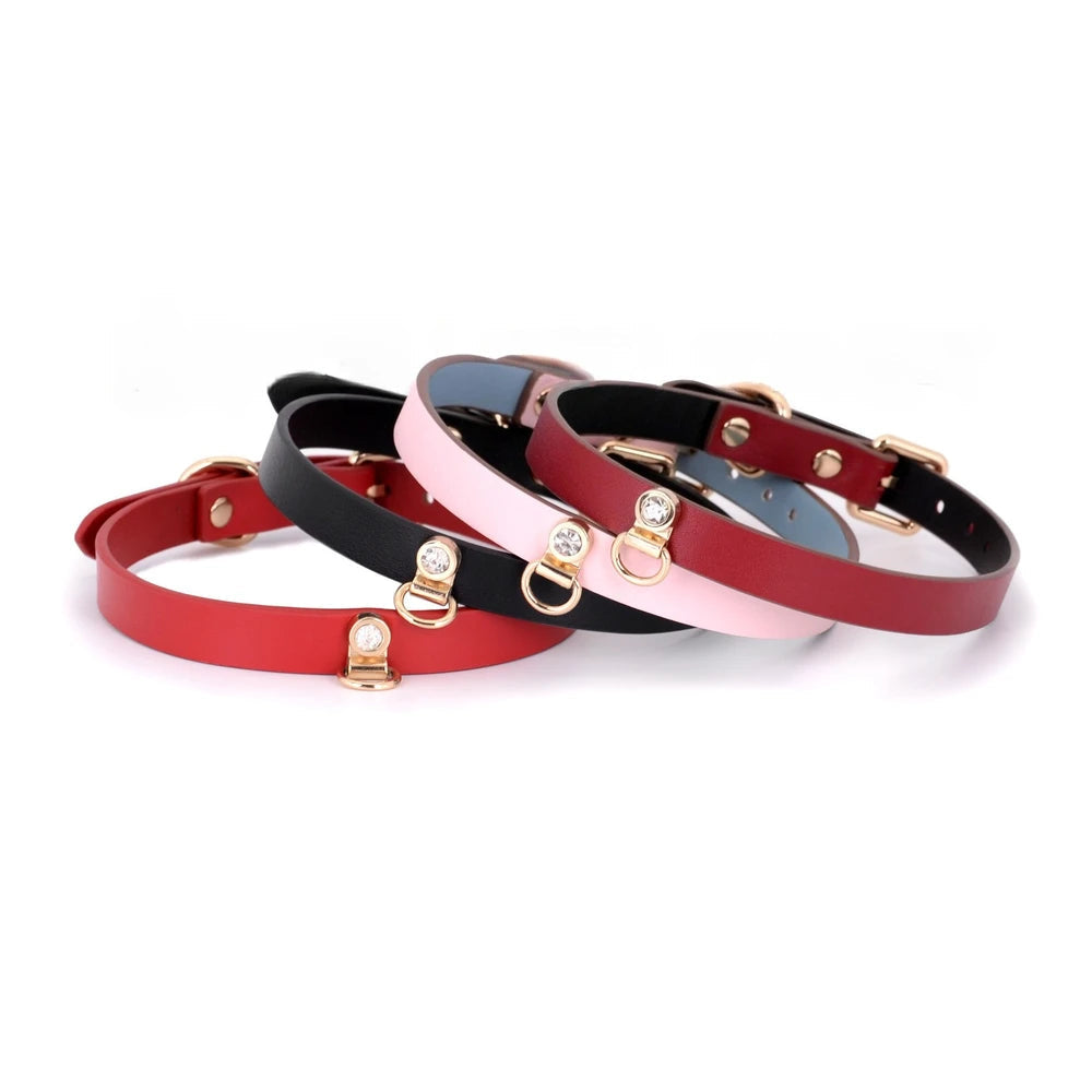 Minimal Choker Leather BDSM Choker with Leash - product image 1