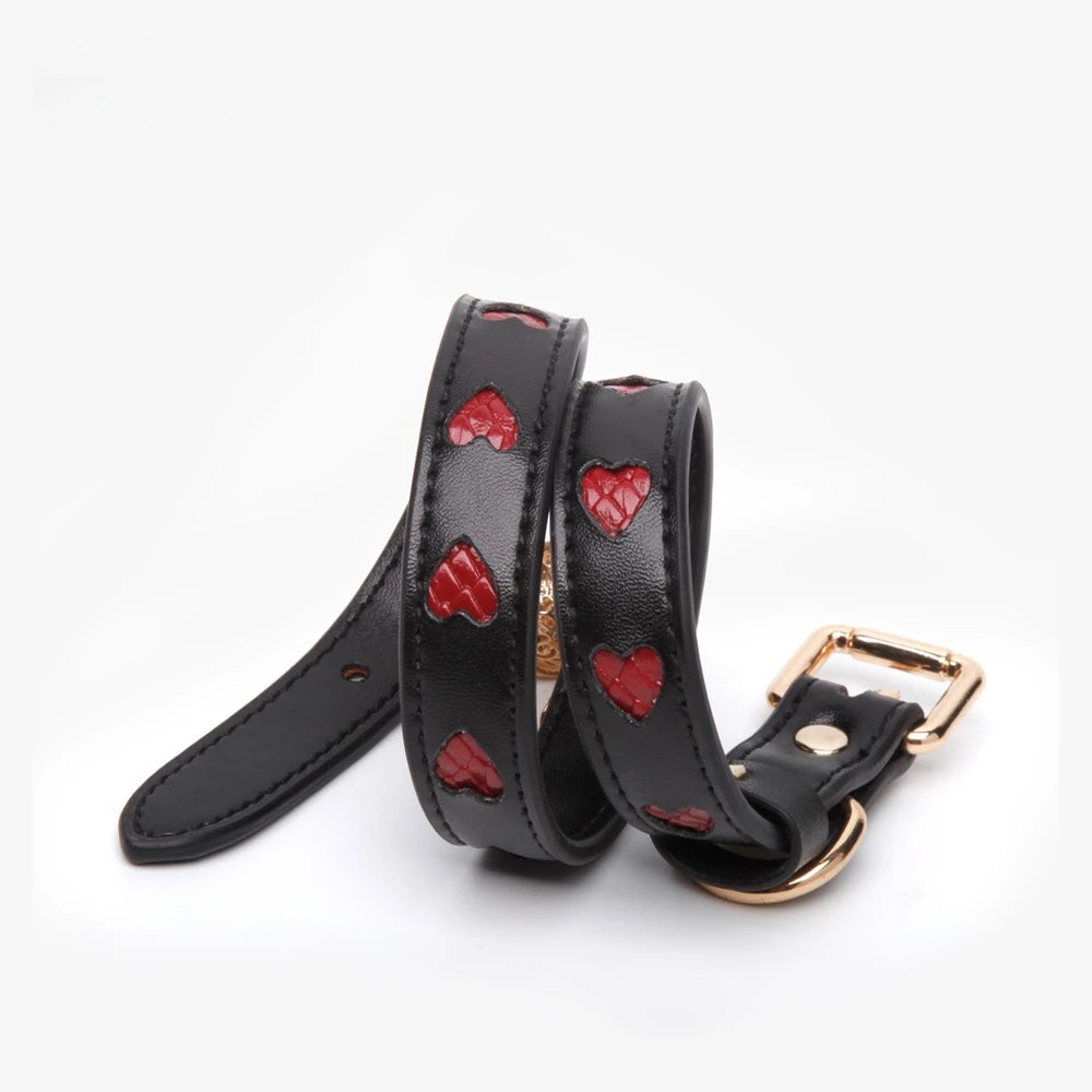 Heart-Print Charm BDSM Heart Collar with Leash - product image 3