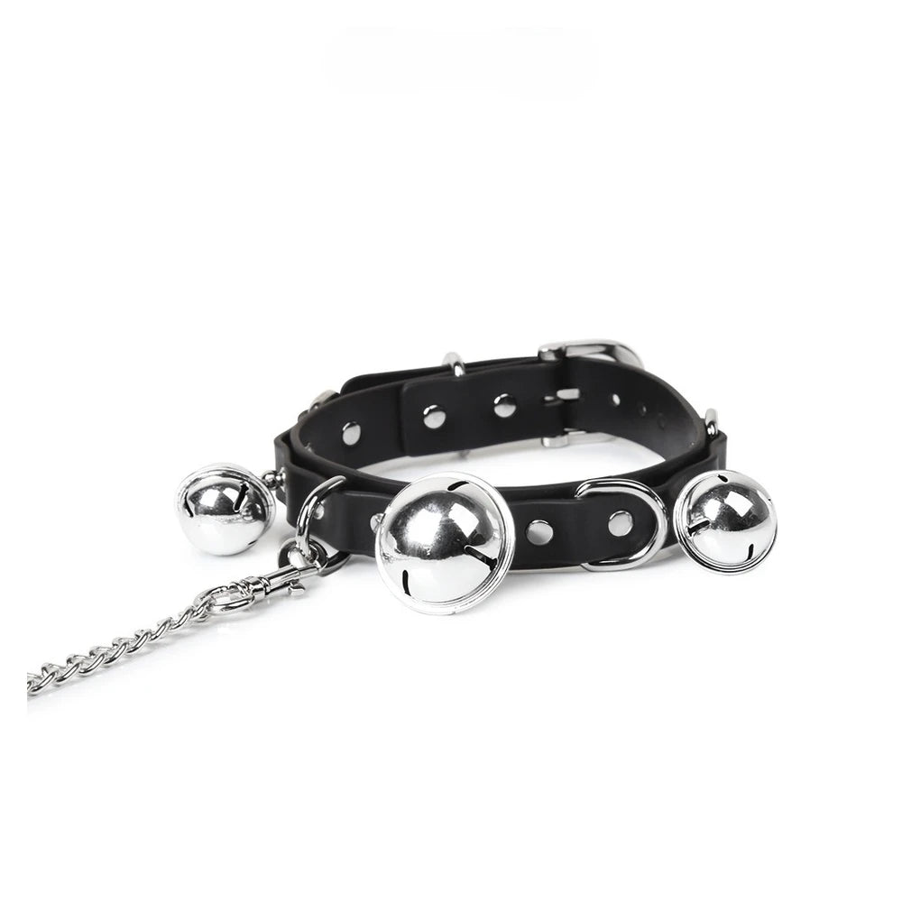 Triple-Bell Slave Collar with Bells & Leash - product image 5