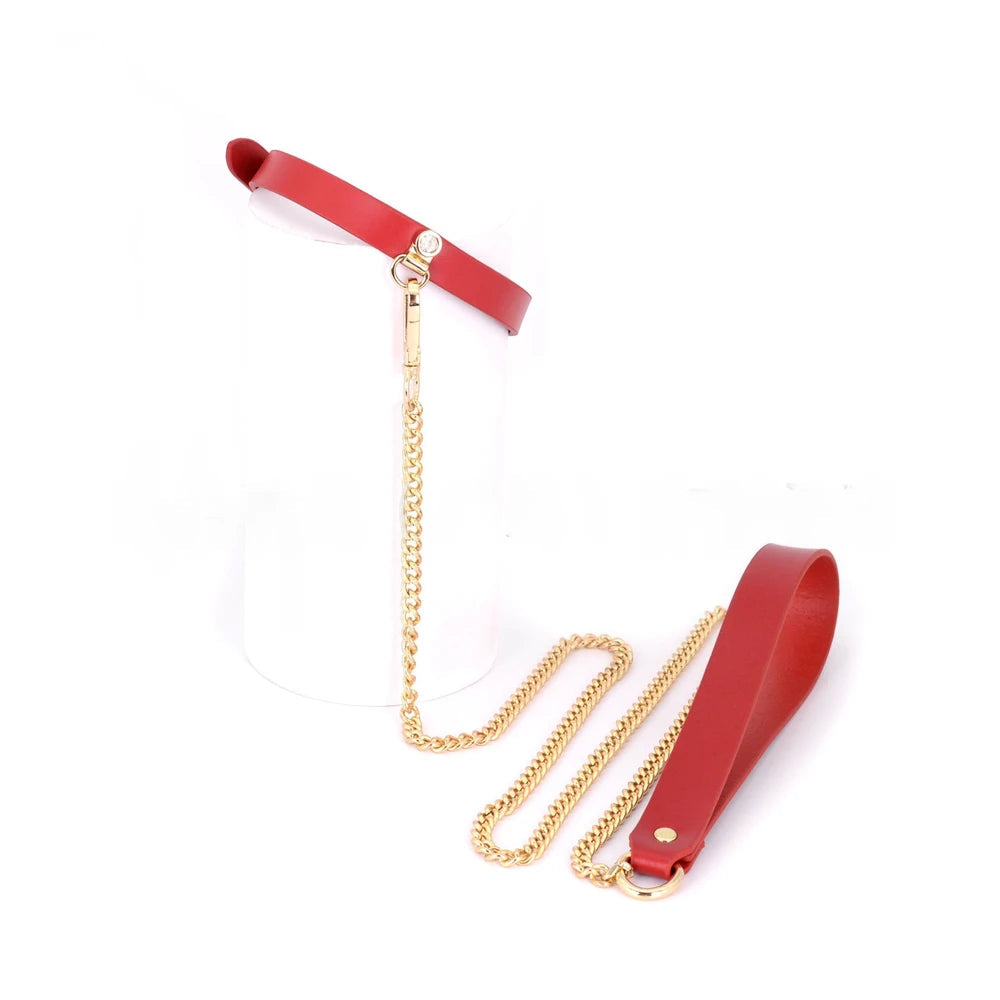 Minimal Choker Leather BDSM Choker with Leash - product image 6