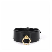 Wide Leather O-Ring Leather BDSM Collar with Leash - product image 1