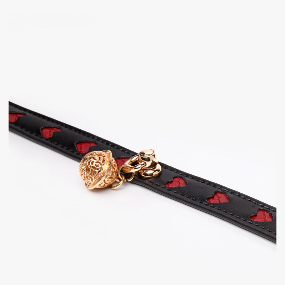 Heart-Print Charm BDSM Heart Collar with Leash - product image 2