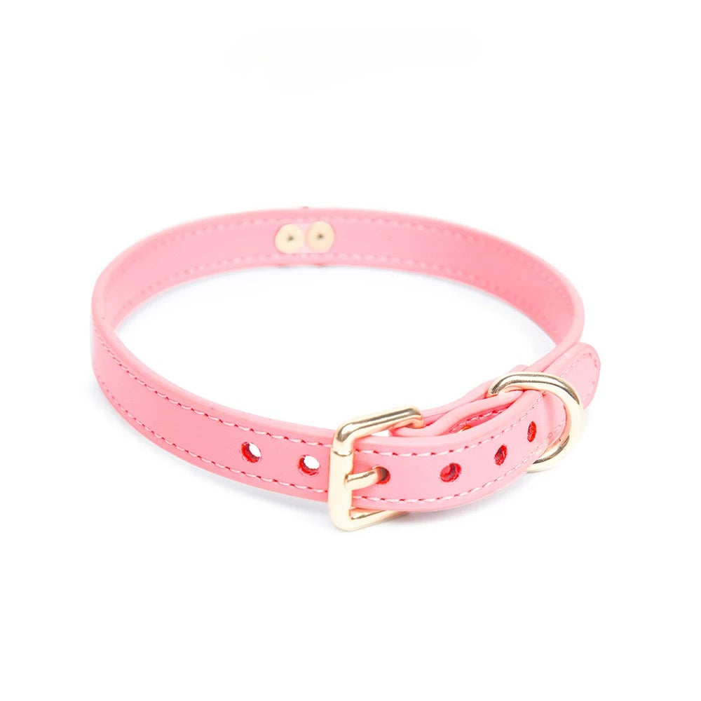 Heart-Lock Detail Leather BDSM Collar with Leash - product image 3
