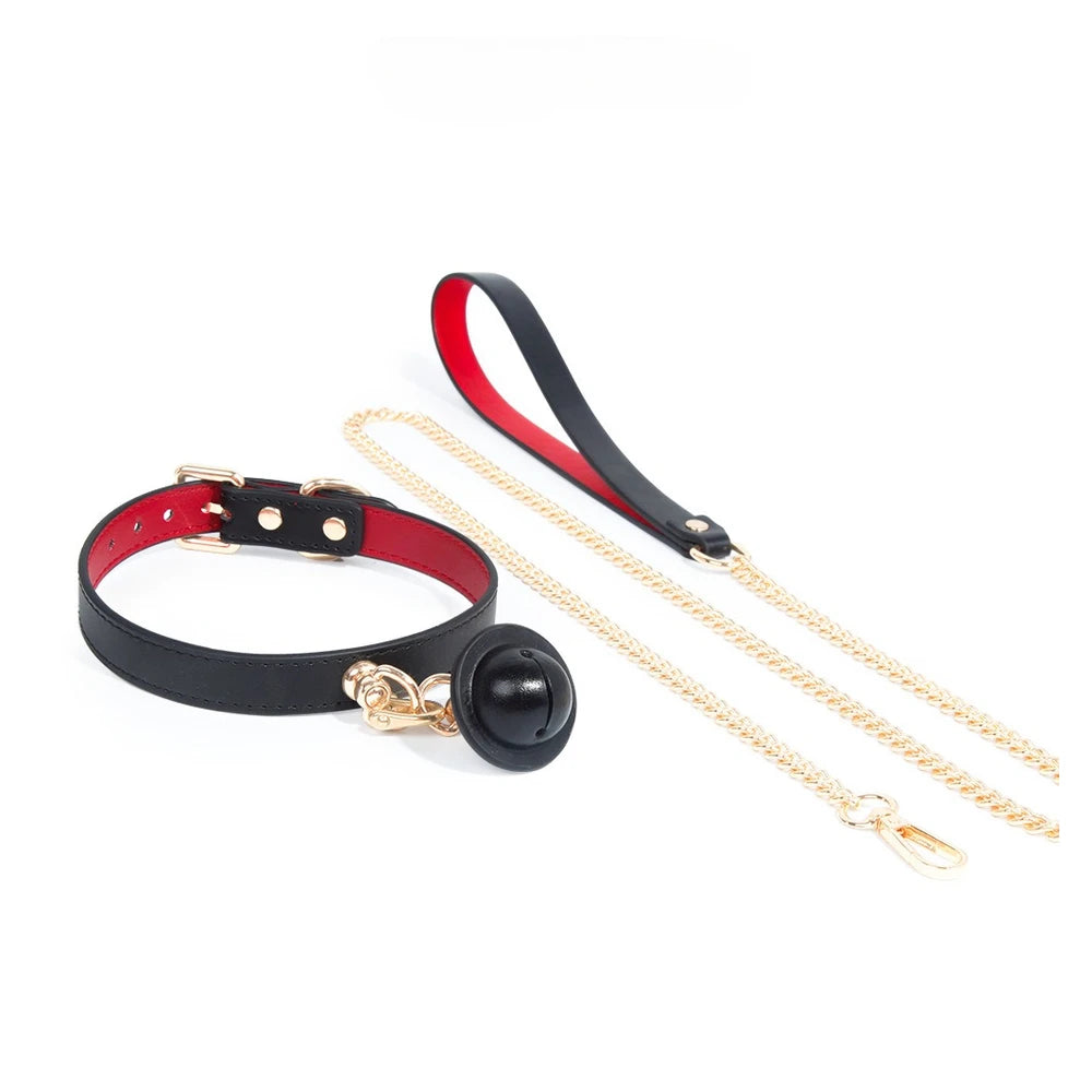 Slim Bell BDSM Choker Collar with Leash - product image 4