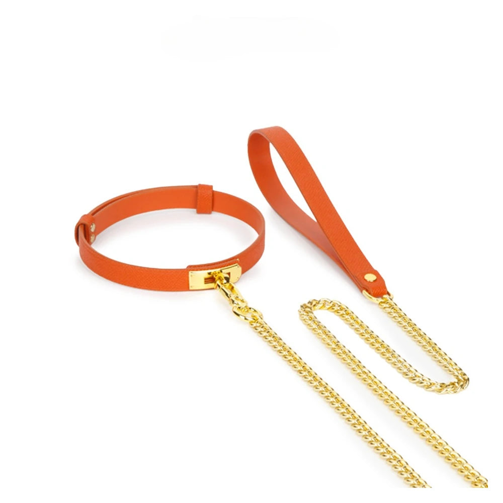Lock-Buckle Detail BDSM Collar and Leash Set - product image 5
