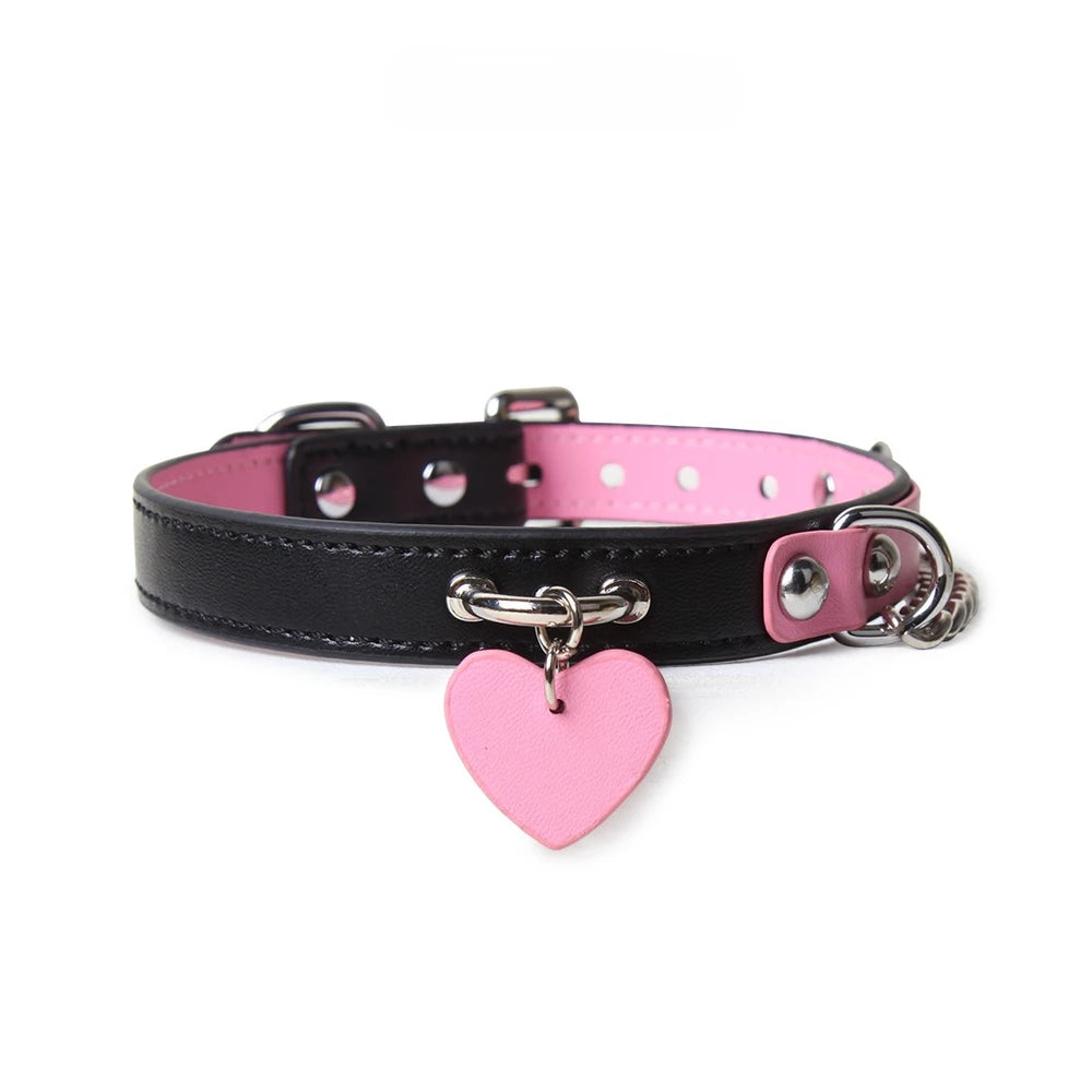 Heart-Tag Chain BDSM Heart Collar with Leash - product image 5