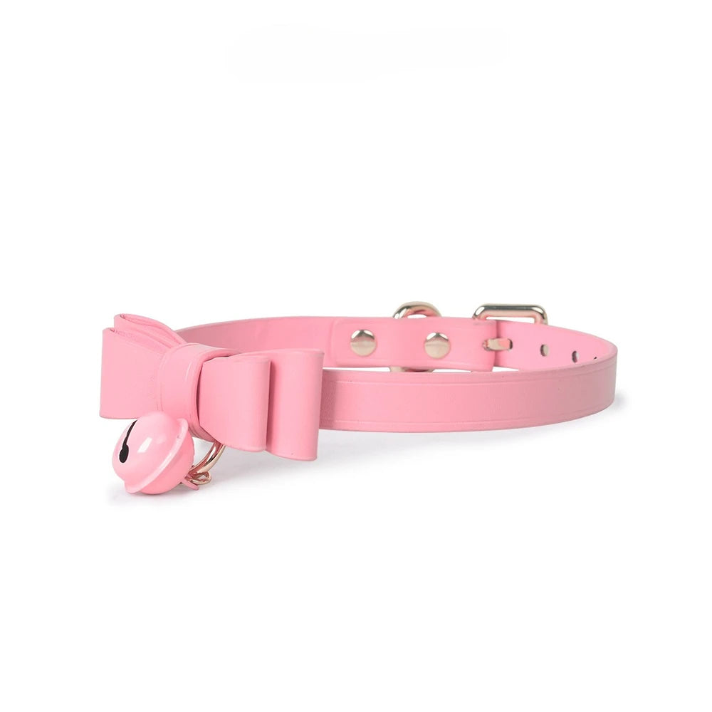 Ribbon Bow Bell Cute BDSM Collar with Leash - product image 7