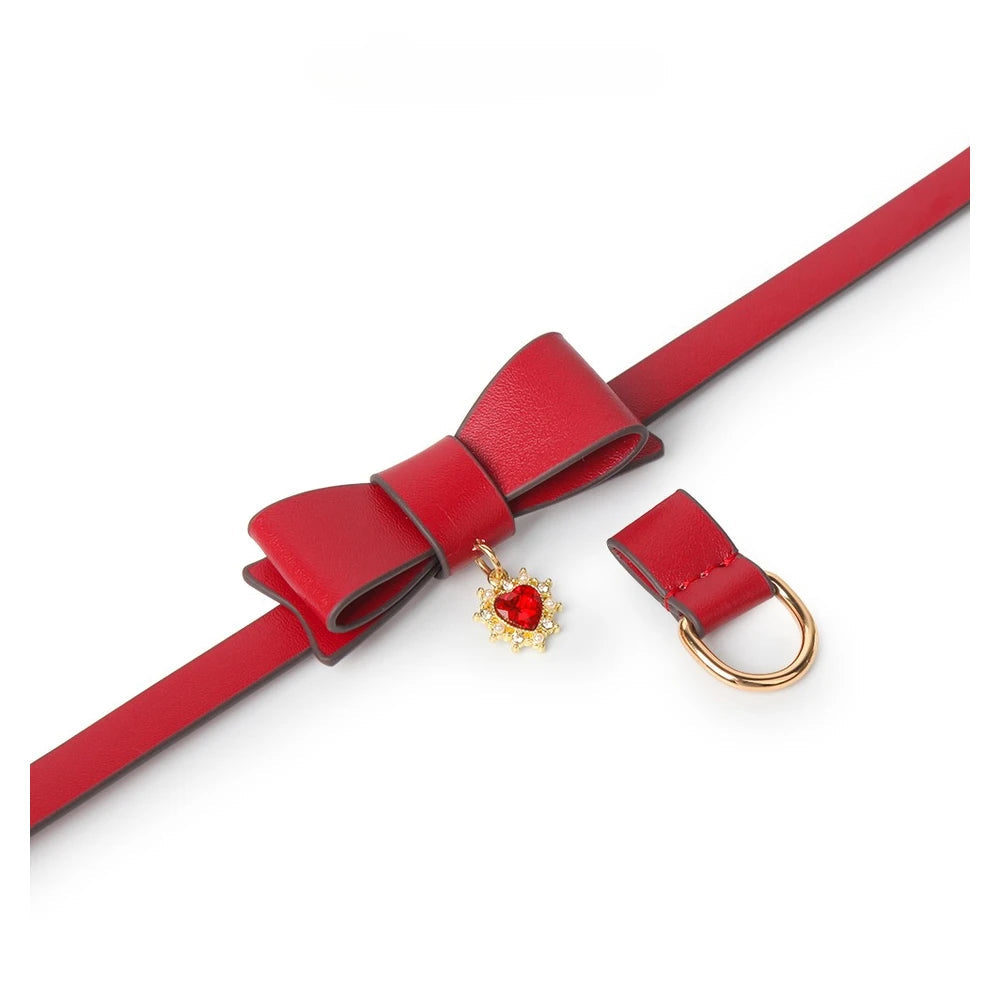 Bow Heart Pendant Submissive Necklace Collar with Leash - product image 7