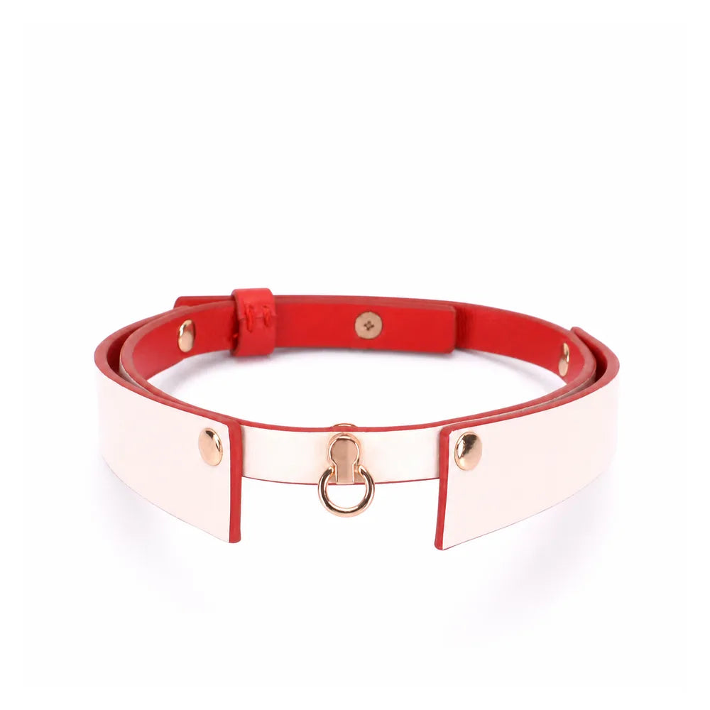 Letter-Detail Leather Bondage Collar with Leash - product image 1