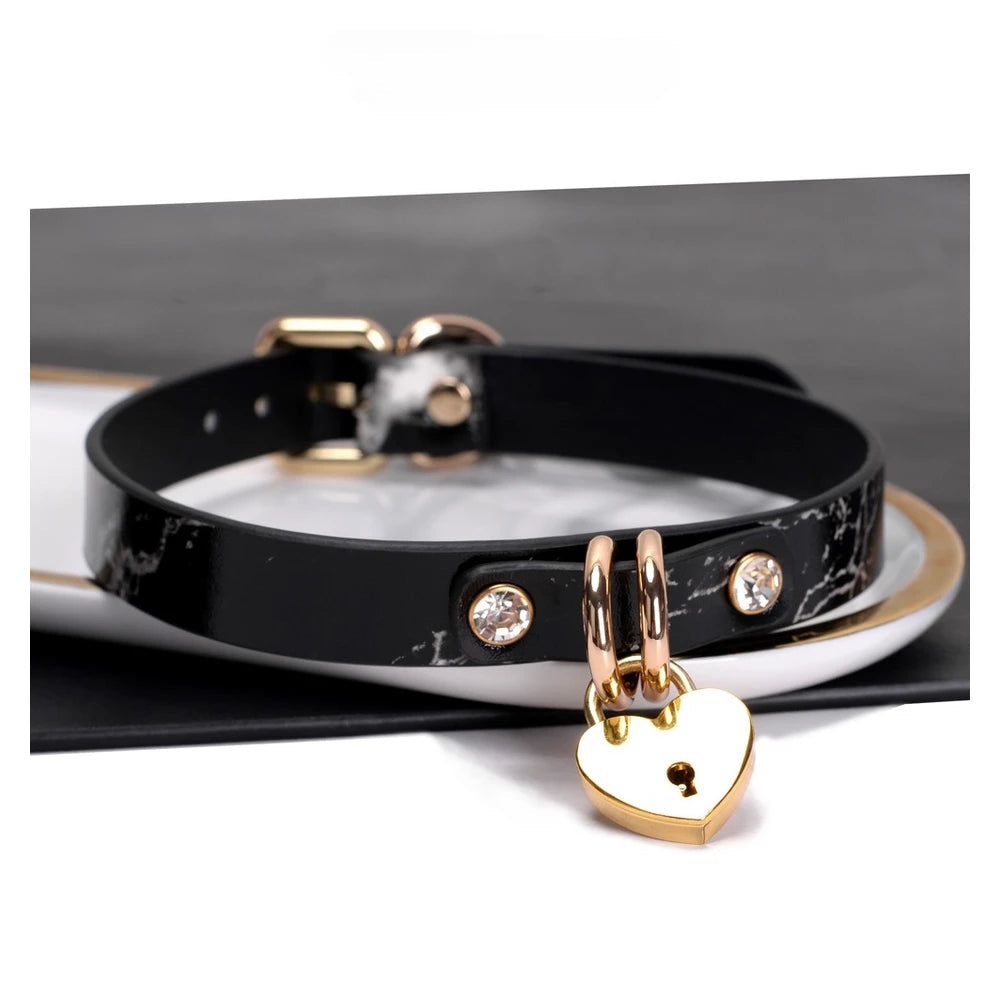 Wide O-Ring Leather Bondage Collar with Leash - product image 1
