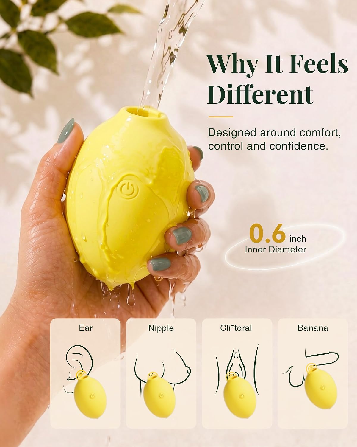 Lemon massager opening and silicone surface close-up