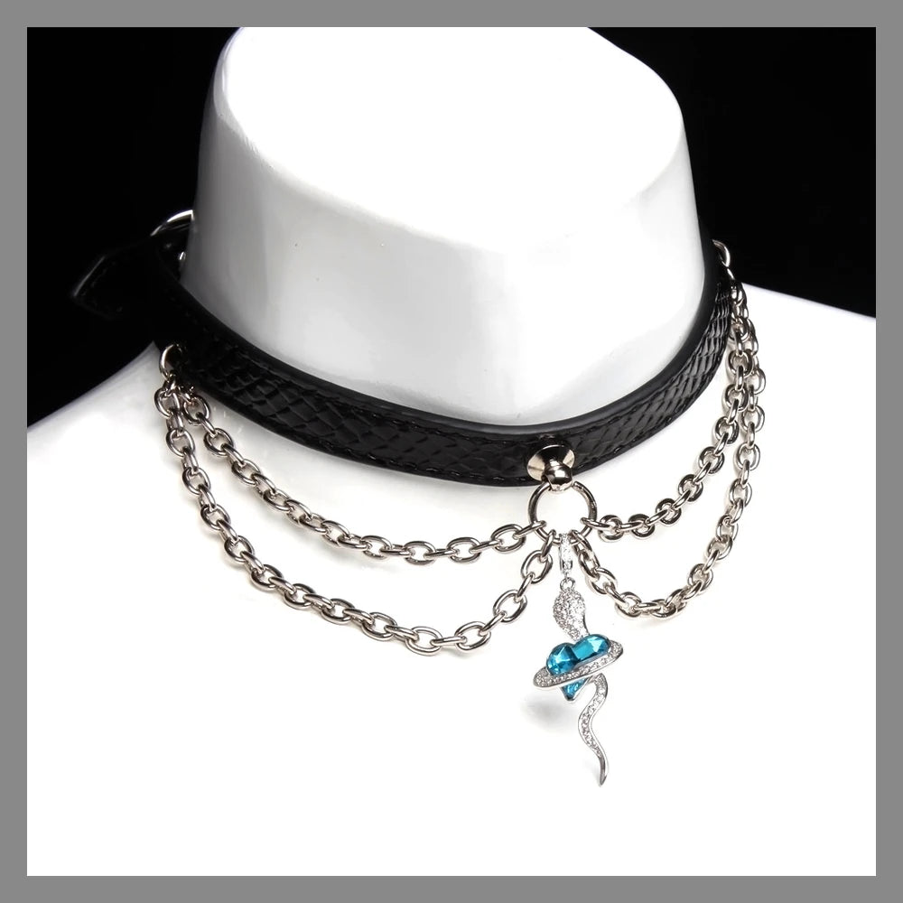 Snake-Chain Pendant BDSM Necklace Collar with Leash - product image 3