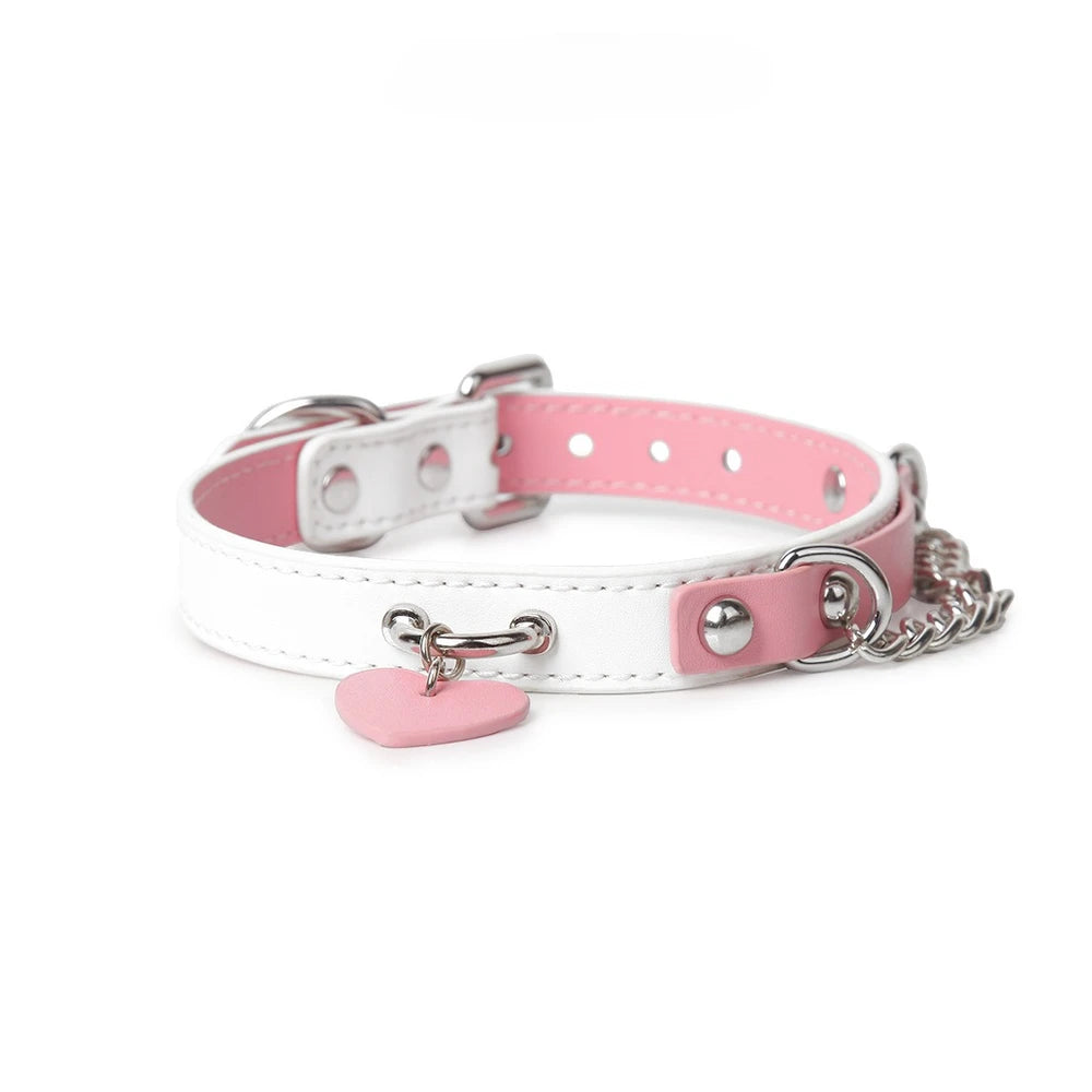 Engravable Heart Tag Personalized Slave Collar with Leash - product image 3