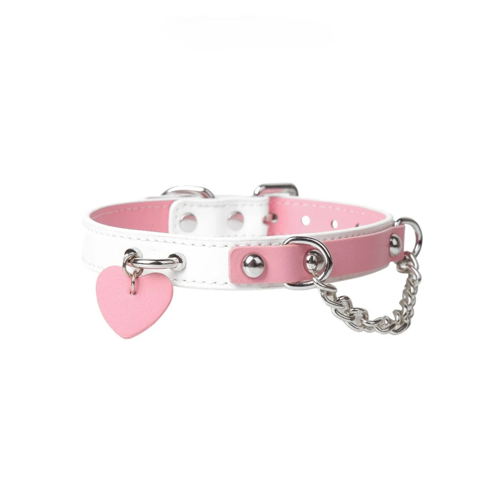Engravable Heart Tag Personalized Slave Collar with Leash - product image 1