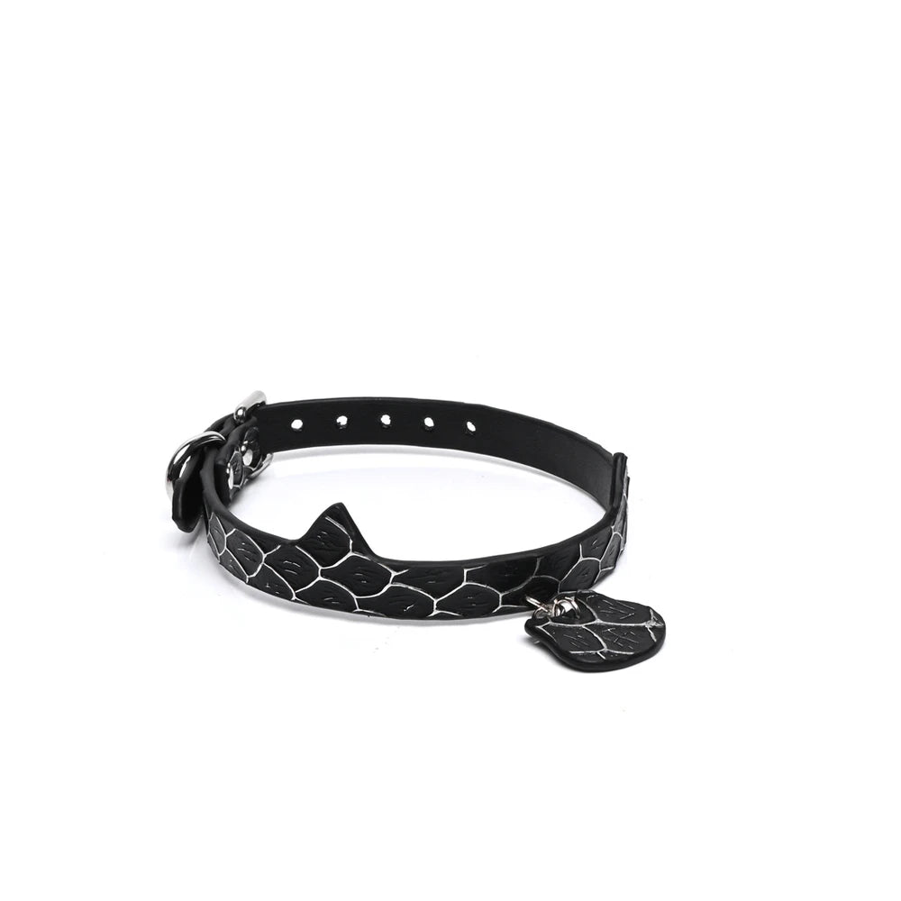 Engravable Snake-Pattern Engraved BDSM Collar with Leash - product image 5