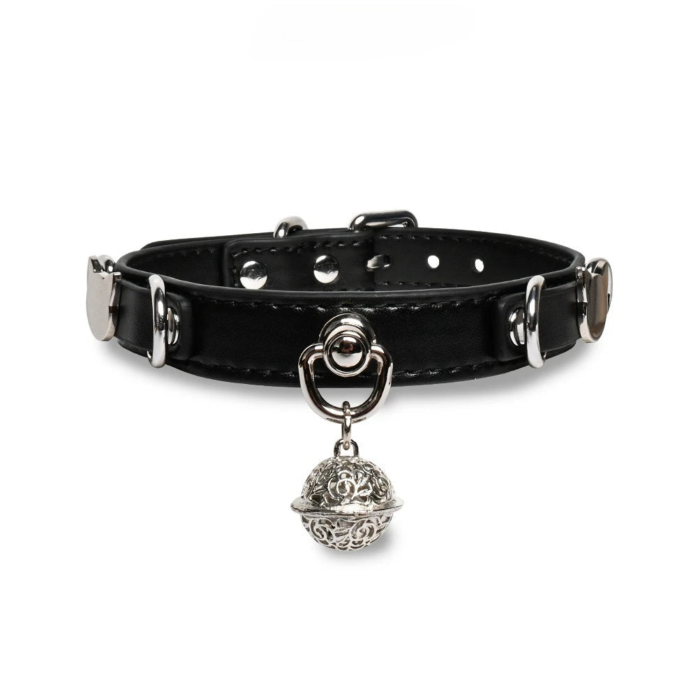 Heart-Ring Bell Cute BDSM Collar with Leash - product image 2