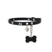 Studded Bone-Tag Bell Puppy Play Collar with Leash - product image 1