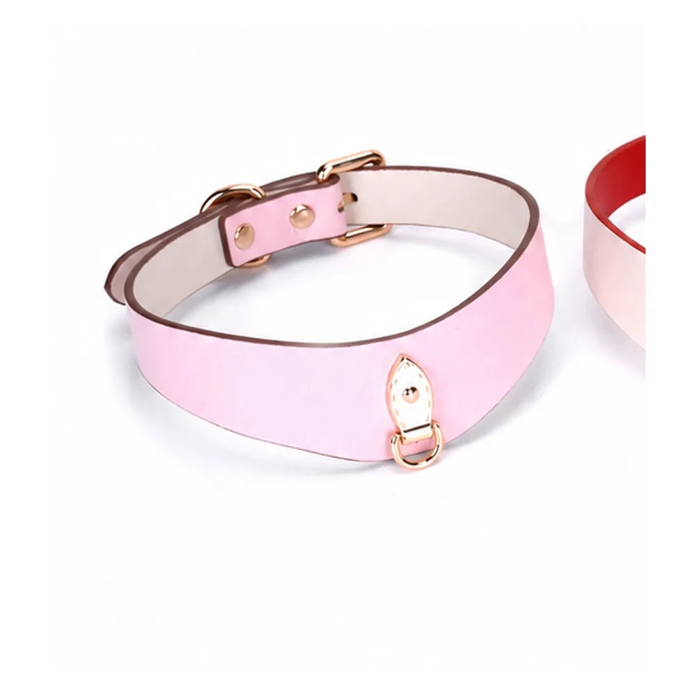 Wide Heart-Ring Leather Submissive Collar with Leash - product image 4