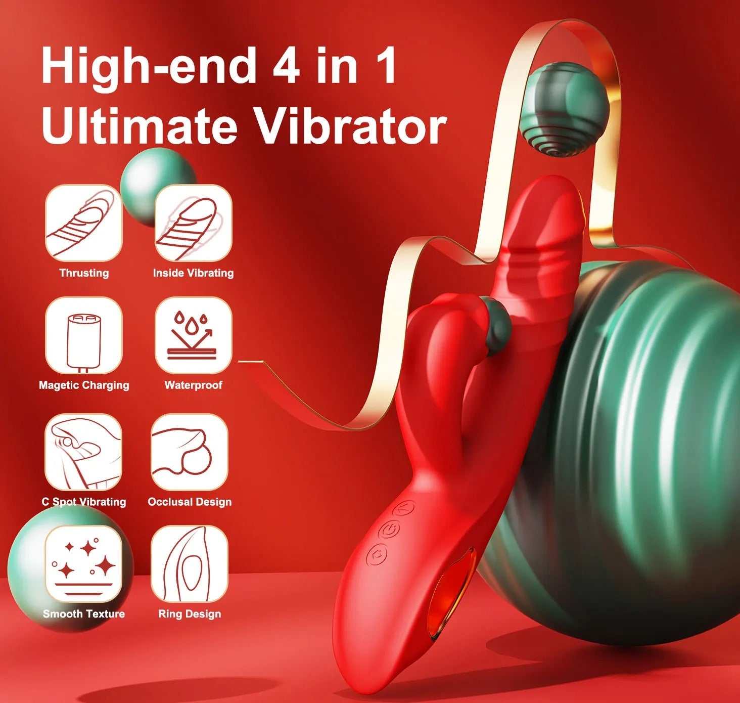 KissVibe Rabbit Vibrator（Red）