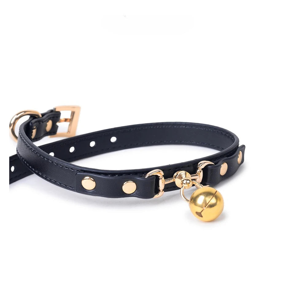 Studded Bell Studded Bondage Collar with Leash - product image 9