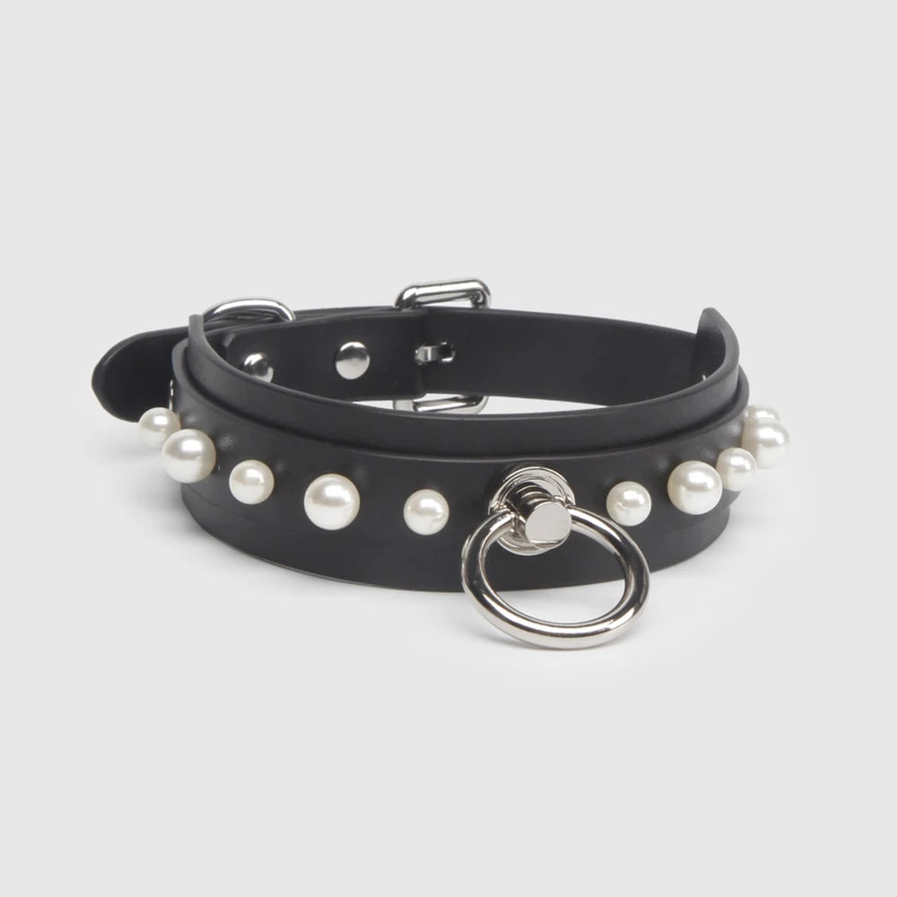 Studded O-Ring BDSM Spiked Collar with Leash - product image 3