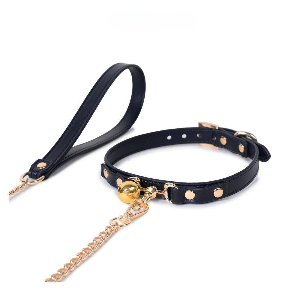 Studded Bell Studded Bondage Collar with Leash - product image 8